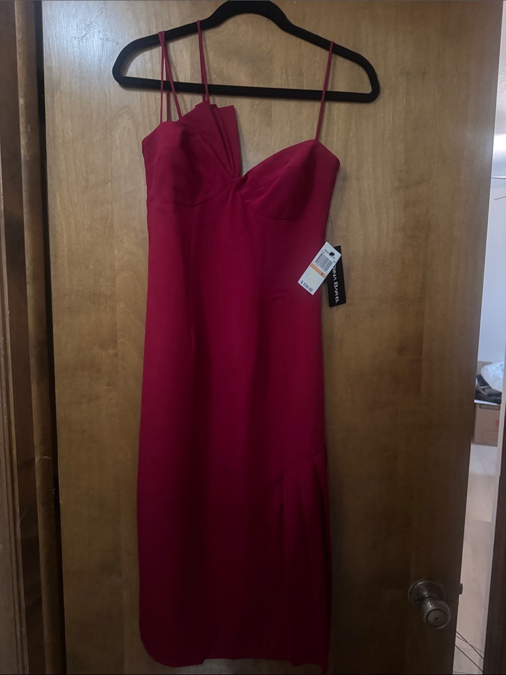 Strappy Fuchsia Midi Dress with Sculpted Bust